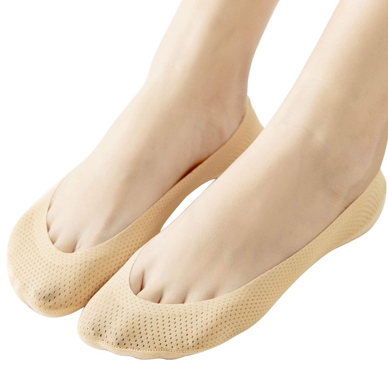 Jarseen 4 Pairs No Show Liner Socks Women's Low Cut Cotton Nylon Boat Invisible Hidden Socks Non-Slip for Flats (Shoe Size 9-11, Mesh 2Black+2Nude) - Image 4